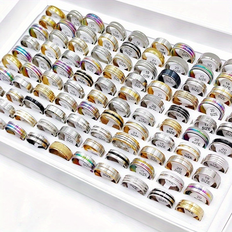 30pcs Women's Fashion Stacked Ring Set, Silvery & Golden